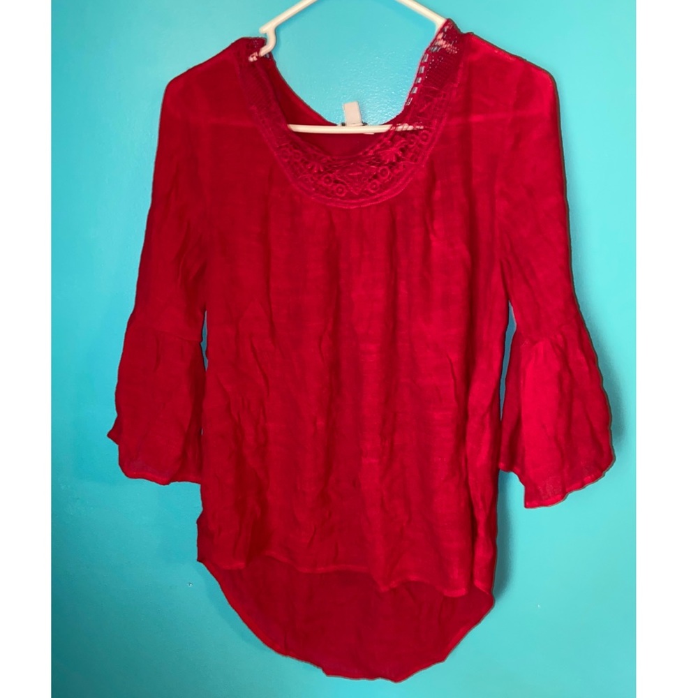 Red lace blouse